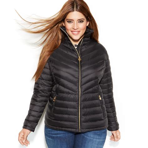 michael kors plus size coat hooded quilted down packable puffer|michael kors lightweight down jacket.